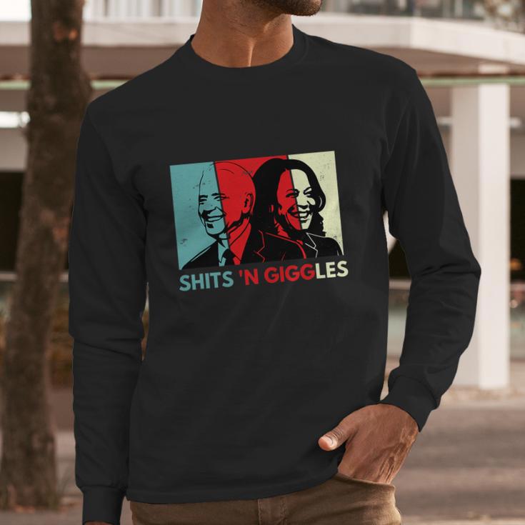 Funny Anti Biden Harris Shits N Giggles Political Gift Long Sleeve T-Shirt Gifts for Him