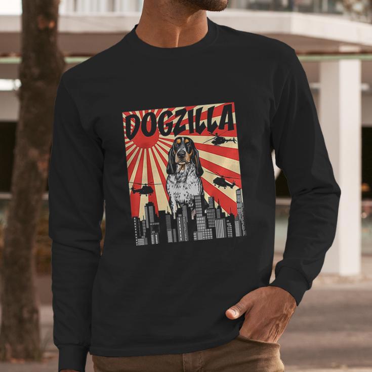 Funny Retro Japanese Dogzilla Bluetick Coonhound Long Sleeve T-Shirt Gifts for Him