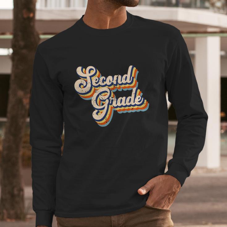 Funny Retro Second Grade Logo Long Sleeve T-Shirt Gifts for Him