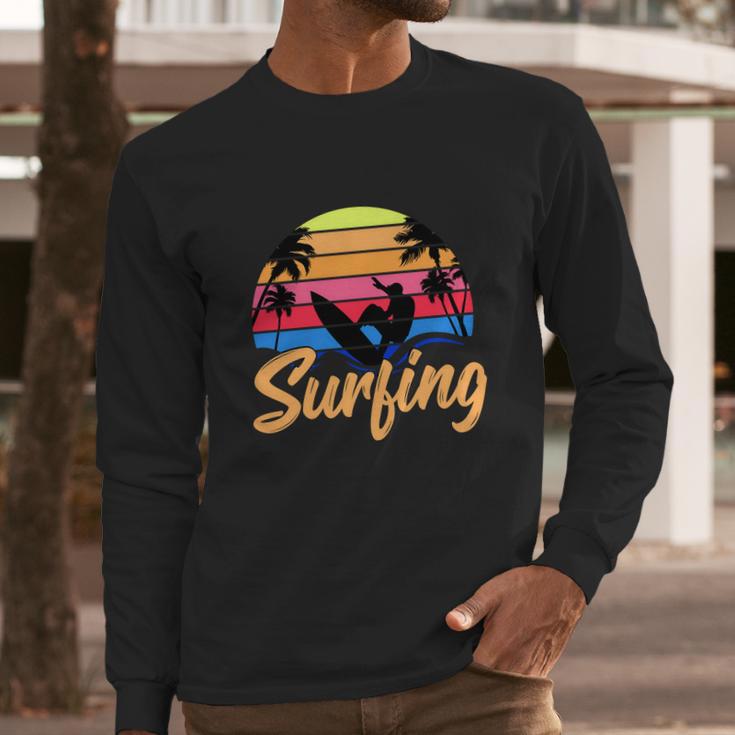 Funny Retro Surfing Logo Long Sleeve T-Shirt Gifts for Him