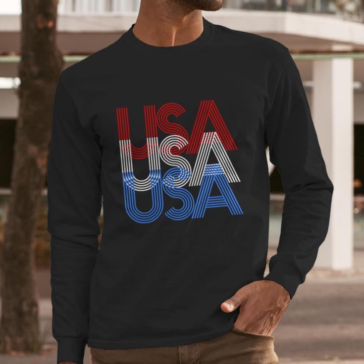 Funny Retro Usa Logo Long Sleeve T-Shirt Gifts for Him