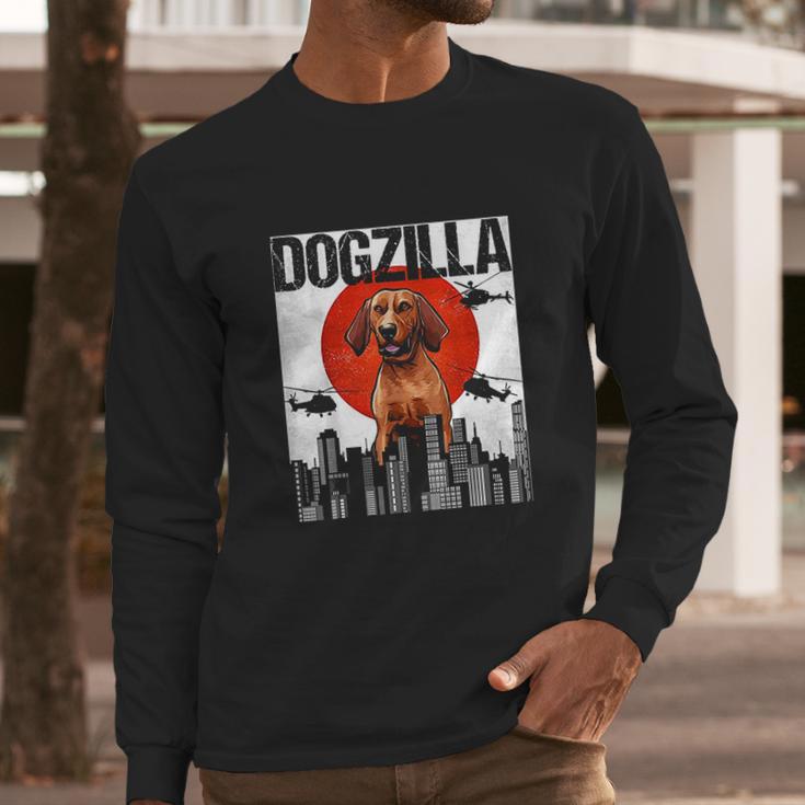 Funny Vintage Japanese Dogzilla Redbone Coonhound Long Sleeve T-Shirt Gifts for Him