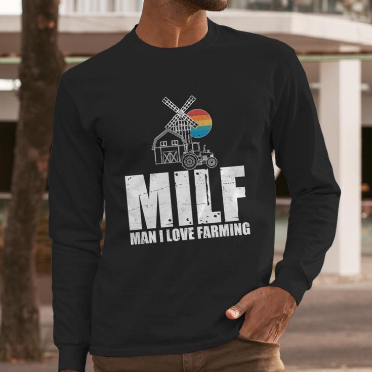 Funny Vintage Milf Man I Love Farming Long Sleeve T-Shirt Gifts for Him