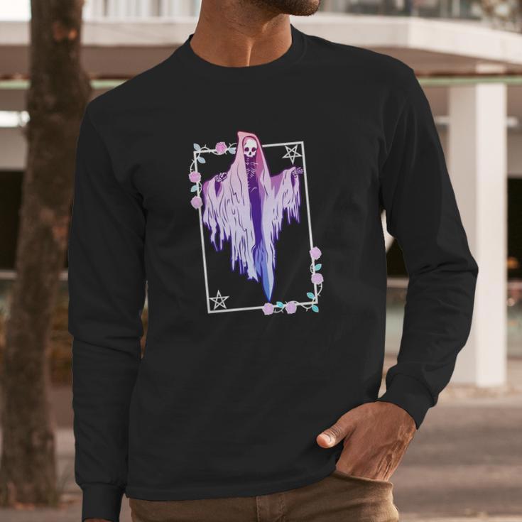 Ghost And Roses Wiccan Kawaii Pastel Goth Occult Emo Alternative Classic Long Sleeve T-Shirt Gifts for Him