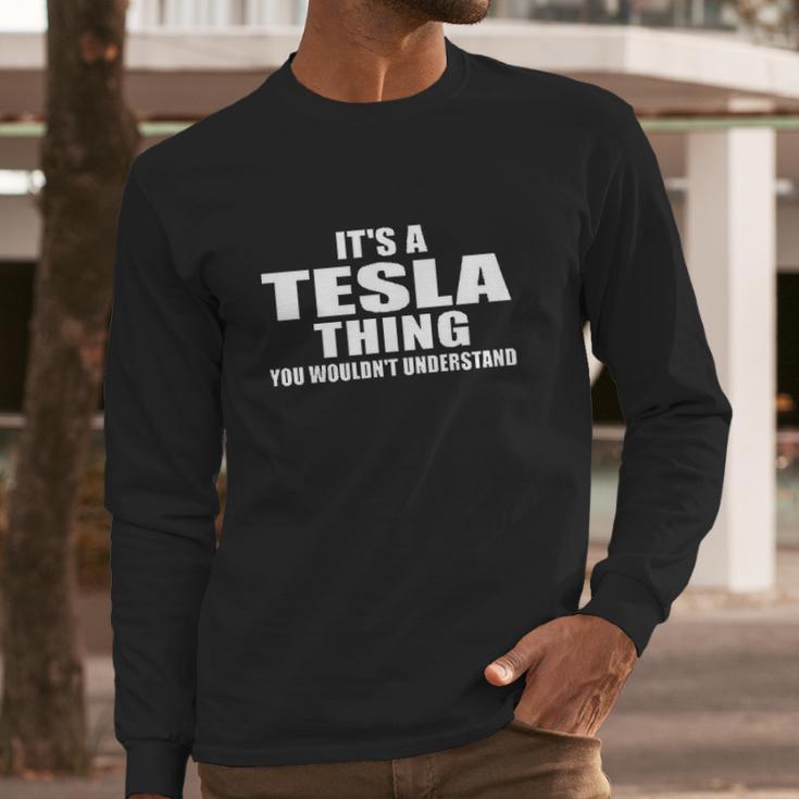 Gildan Tesla Thing Black Long Sleeve T-Shirt Gifts for Him