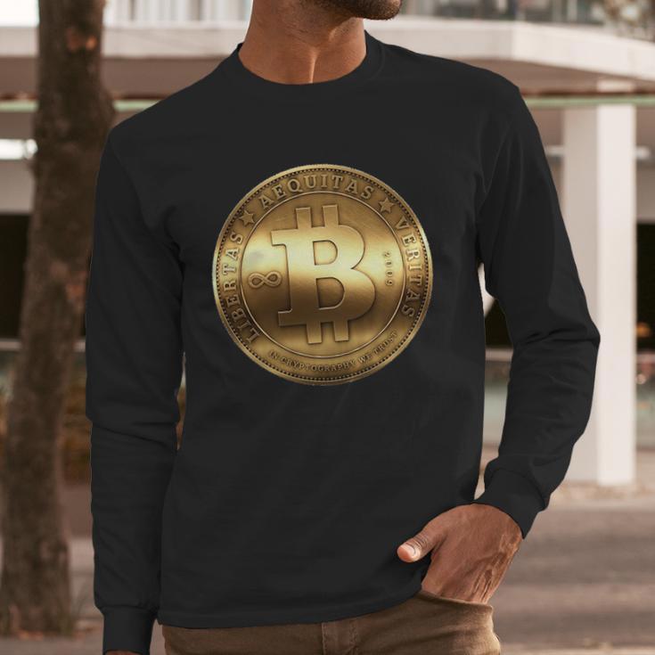 Gold Bitcoin Crypto Currency Long Sleeve T-Shirt Gifts for Him