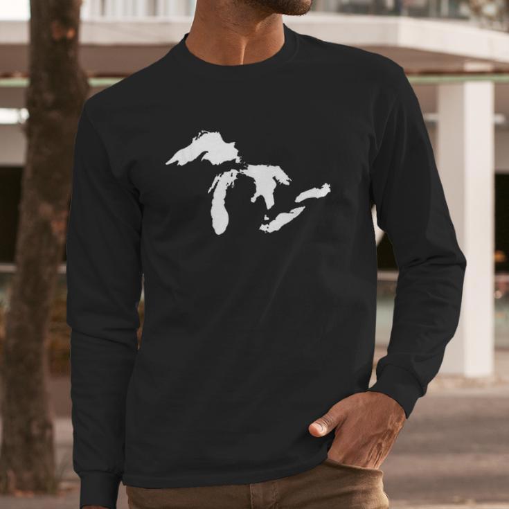 Great Lakes Detroit Michigan Long Sleeve T-Shirt Gifts for Him