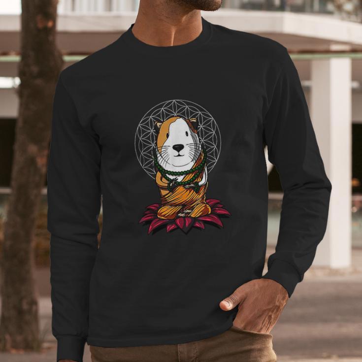 Guinea Pig Zen Yoga Meditation Cavy Sacred Geometry Long Sleeve T-Shirt Gifts for Him