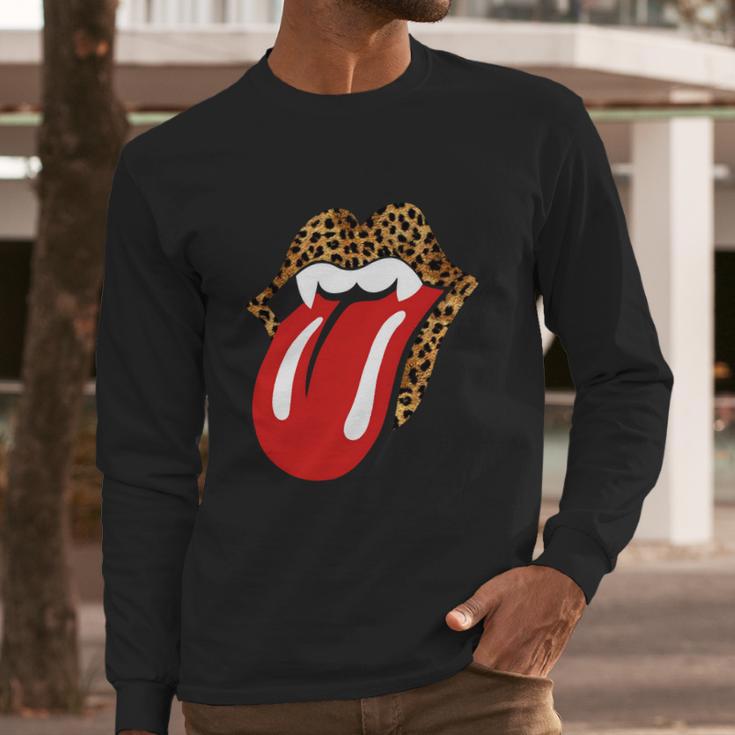 Halloween Leopard Panther Dracula Tongue Scary Long Sleeve T-Shirt Gifts for Him