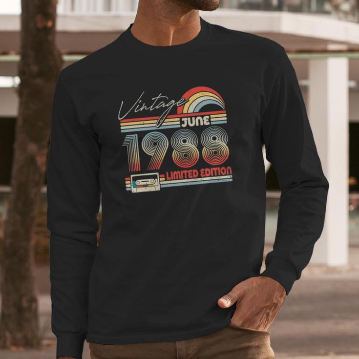 Happy 33Rd Birthday Vintage June 1988 33 Years Old Long Sleeve T-Shirt Gifts for Him