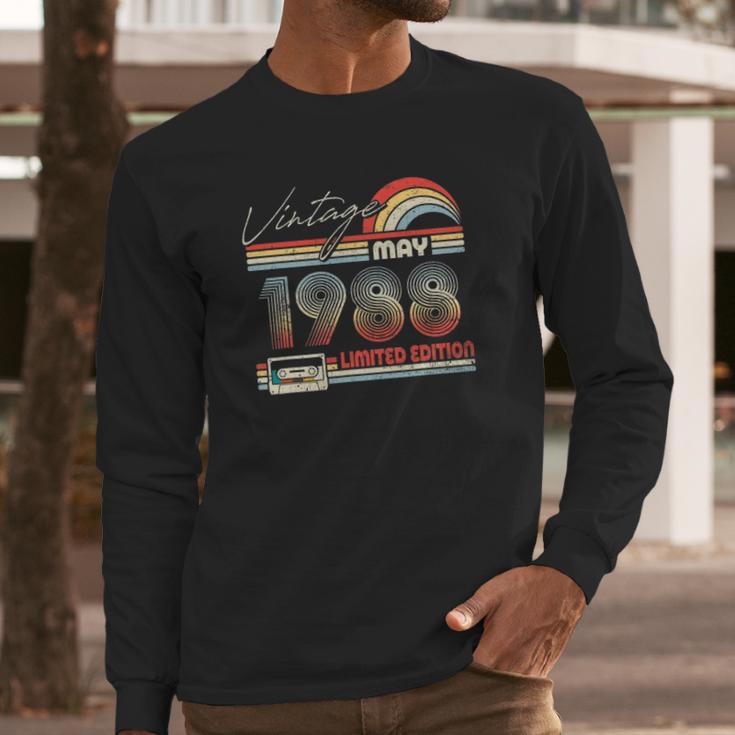 Happy 33Rd Birthday Vintage May 1988 33 Years Old Long Sleeve T-Shirt Gifts for Him