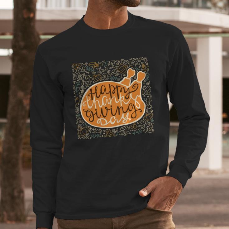 Happy Thanksgiving Day Turkey Pumpkin Logo Long Sleeve T-Shirt Gifts for Him