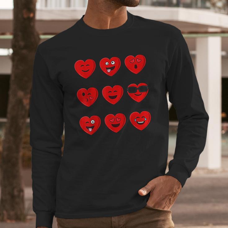 Heart Emojis Valentines Day Funny Emoticons Long Sleeve T-Shirt Gifts for Him