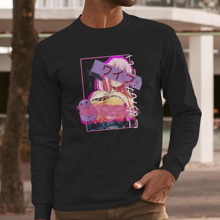 Hentai Vaporwave Concept Design Lewd Japanese Oppai Girl Long Sleeve T-Shirt Gifts for Him