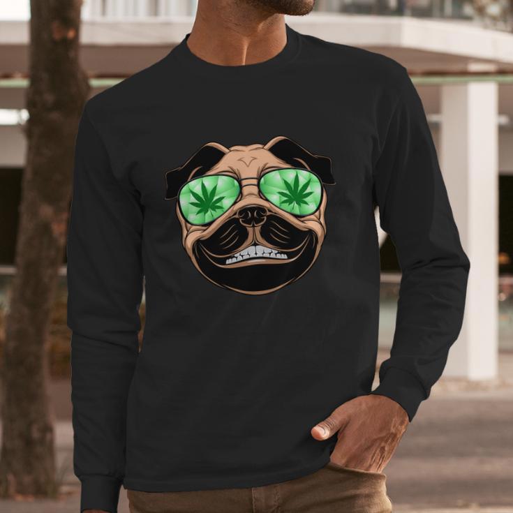 High Off Weed Smiling Pug Long Sleeve T-Shirt Gifts for Him