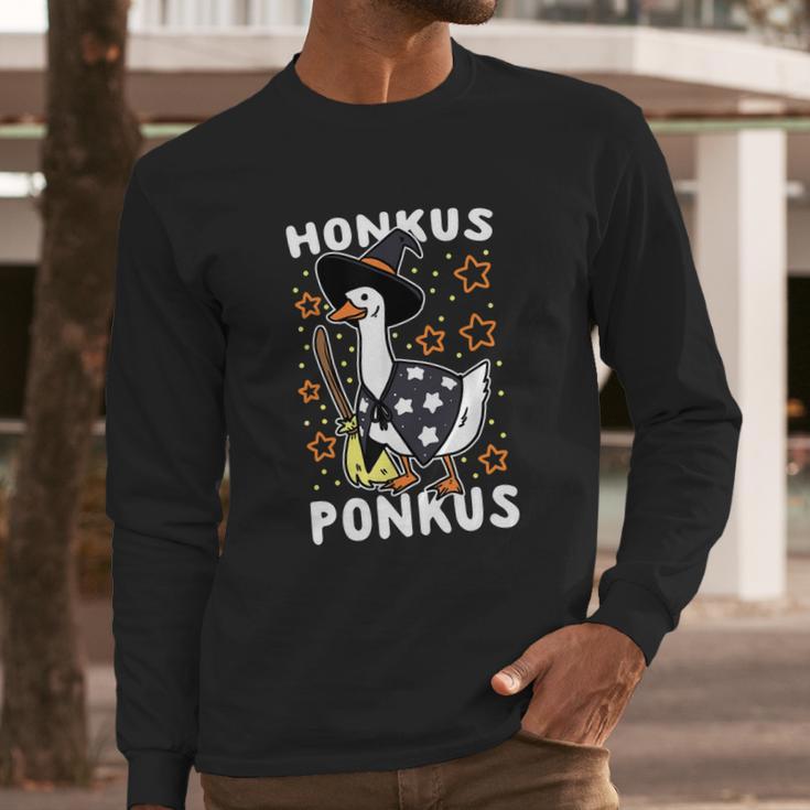 Honkus Ponkus Hocus Pocus Goose Halloween Witch Funny Cute Long Sleeve T-Shirt Gifts for Him