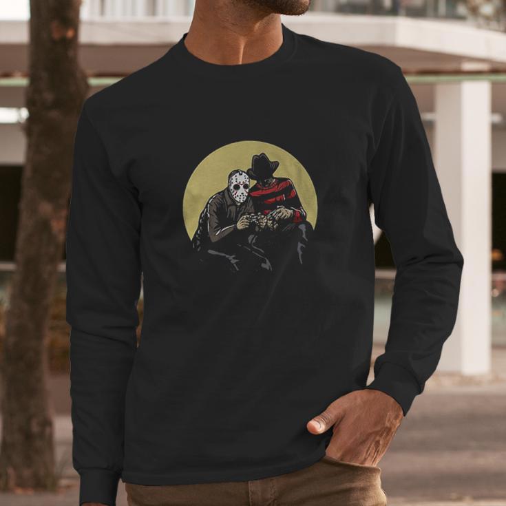 Horror Scary Movie Villains Playing Video Games Long Sleeve T-Shirt Gifts for Him