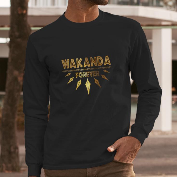 Iapparel Wakanda Forever Gold Foil Long Sleeve T-Shirt Gifts for Him