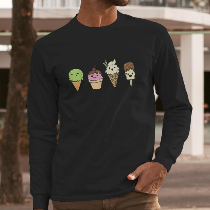 Ice Cream Cones Popsicle Frozen Food Long Sleeve T-Shirt Gifts for Him