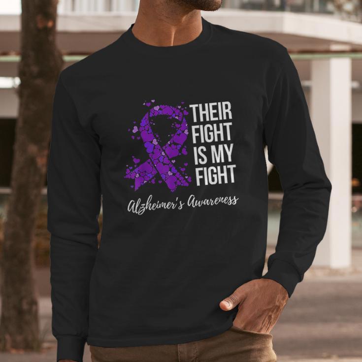 Their Fight Is My Fight Purple Ribbon Alzheimer Long Sleeve T-Shirt Gifts for Him