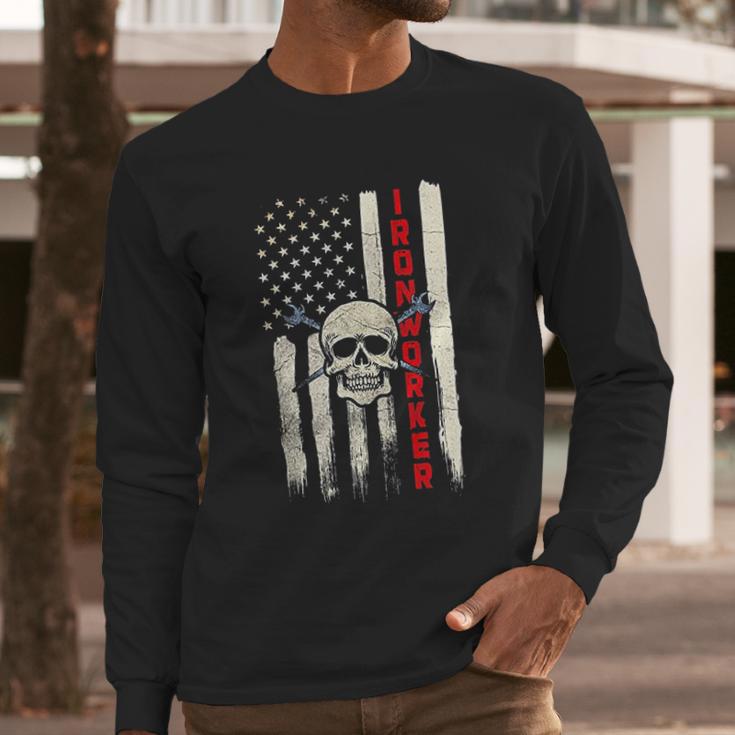 Ironworker Union Gift Design On Back Long Sleeve T-Shirt Gifts for Him