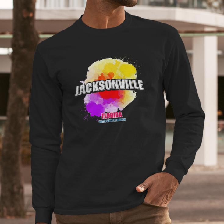 Jacksonville Colorful Retro Logo Long Sleeve T-Shirt Gifts for Him