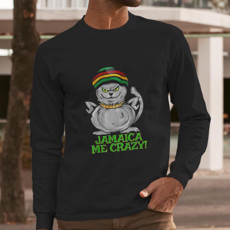 Jamaica Me Crazy Top Funny Gift Jamaican Reggae Music Cat Long Sleeve T-Shirt Gifts for Him