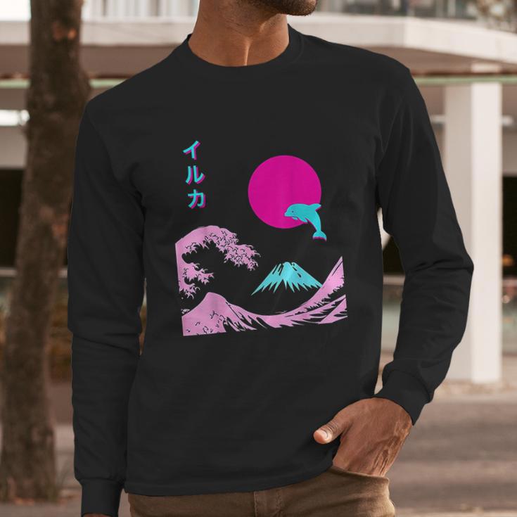 Japanese Dolphin Long Sleeve T-Shirt Gifts for Him