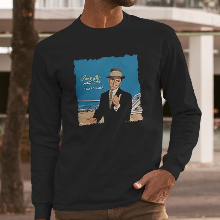 Kaq Houhui Frank Sinatra Come Fly With Me Men Oversize Leisure Long Sleeve T-Shirt Gifts for Him