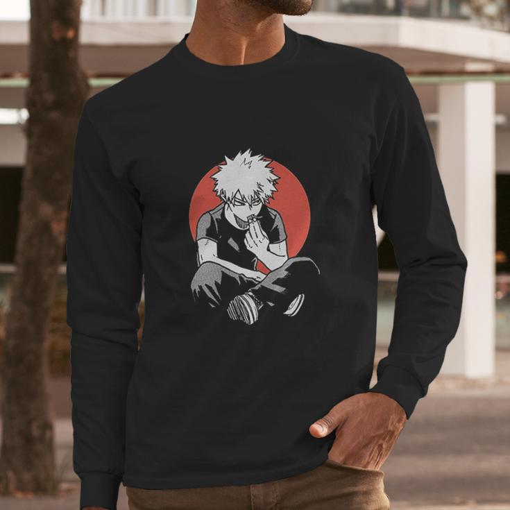 Katsuki Bakugo Eating Fries My Hero Academia Boku No Hero Academia Long Sleeve T-Shirt Gifts for Him