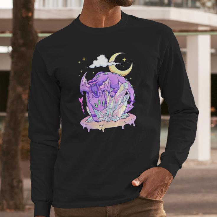 Kawaii Pastel Goth Cute Creepy Crystal Dragon Long Sleeve T-Shirt Gifts for Him