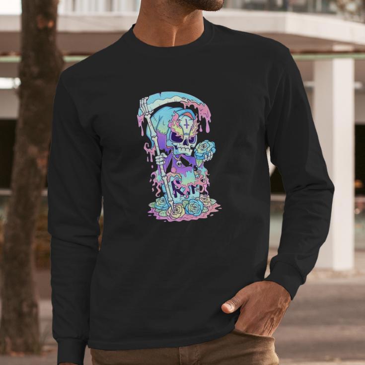 Kawaii Pastel Goth Cute And Creepy Death Grim Reaper Long Sleeve T-Shirt Gifts for Him