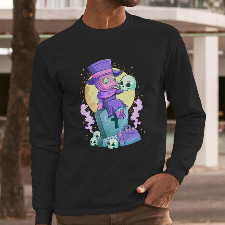 Kawaii Pastel Goth Cute Creepy Plague Doctor Skull Long Sleeve T-Shirt Gifts for Him