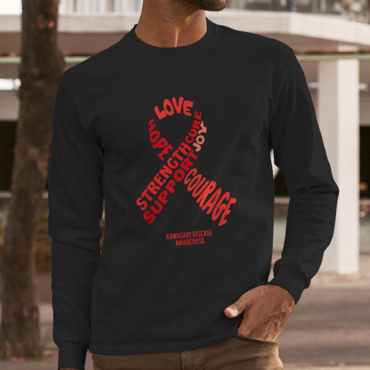 Kawasaki Disease Awareness Ribbon With Words Long Sleeve T-Shirt Gifts for Him