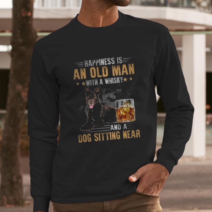 Kelpie An Old Man With A Whisky And A Dog Sitting Near Long Sleeve T-Shirt Gifts for Him