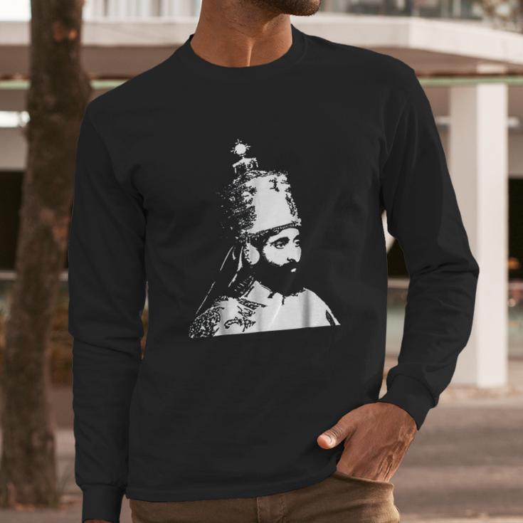 The King Stands Haile Selassie Crown Long Sleeve T-Shirt Gifts for Him