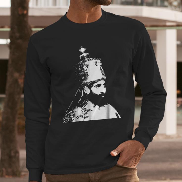 The King Stands Haile Selassie Crown Long Sleeve T-Shirt Gifts for Him