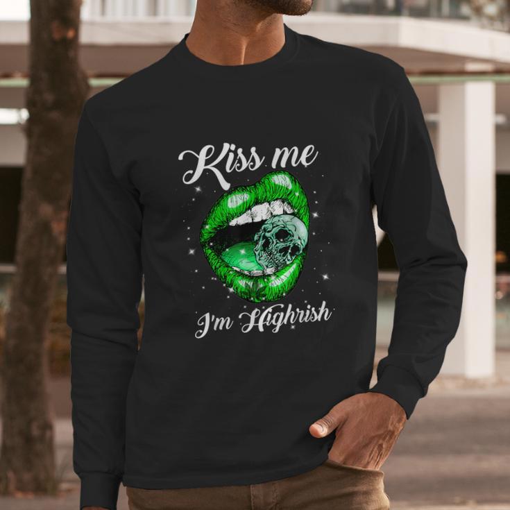 Kiss Me Im Highrish Cannabis Lips Weed Love Lips Cannabis Long Sleeve T-Shirt Gifts for Him