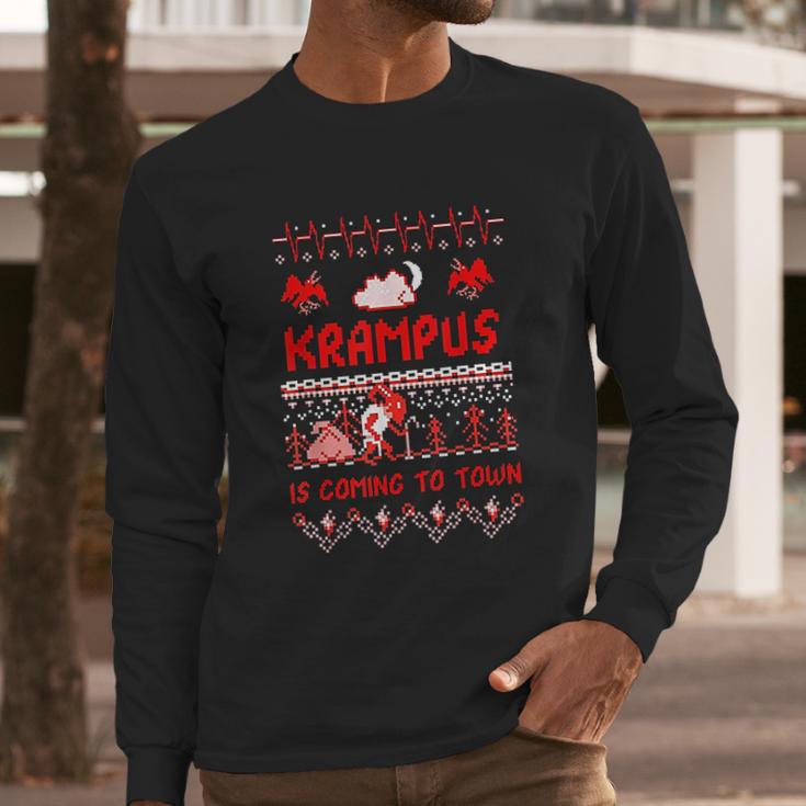 Krampus Is Coming To Town Xmas Ugly Long Sleeve T-Shirt Gifts for Him