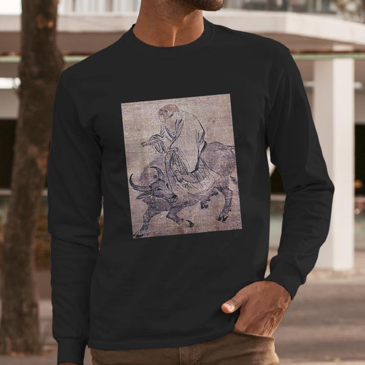 Laozi On Ox Lao Tzu Tao Te Ching Taoism Chinese Religion Long Sleeve T-Shirt Gifts for Him