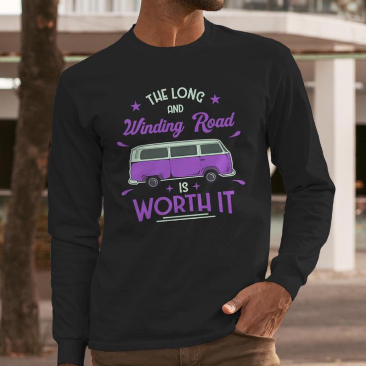 The Long And Winding Road Is Worth It Funny Purpil Van Camping Long Sleeve T-Shirt Gifts for Him