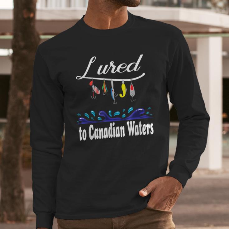 Lured To Canadian Waters Fishing Fisherman Long Sleeve T-Shirt Gifts for Him