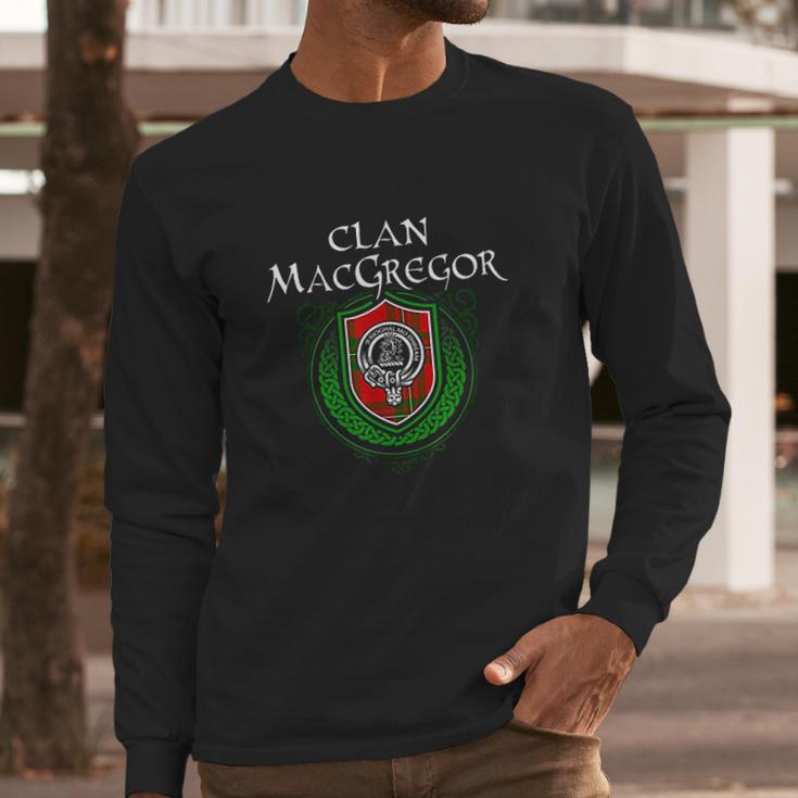 Macgregor Surname Scottish Clan Tartan Crest Badge Long Sleeve T-Shirt Gifts for Him