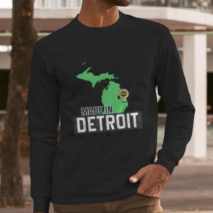 Made In Detroit Michigan State Map Motor City Area Long Sleeve T-Shirt Gifts for Him