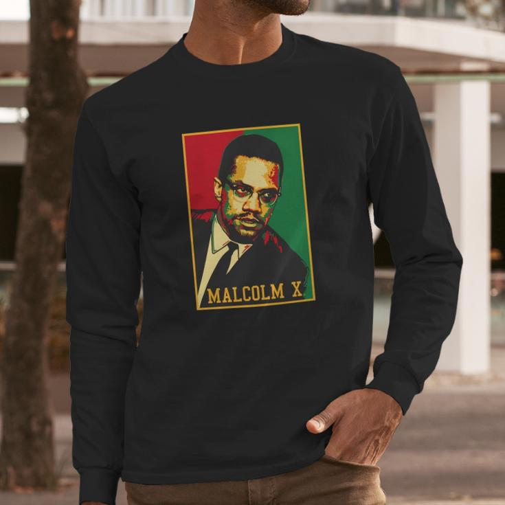 Malcolm X Retro Polo Long Sleeve T-Shirt Gifts for Him