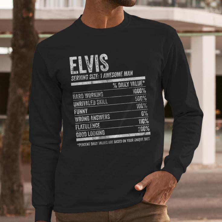 Mens Elvis Nutrition Personalized Name Funny Name Facts Long Sleeve T-Shirt Gifts for Him