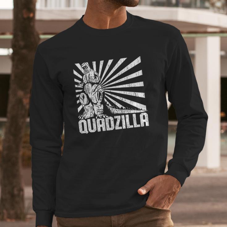 Mens Quadzilla Funny Gym Leg Day Long Sleeve T-Shirt Gifts for Him