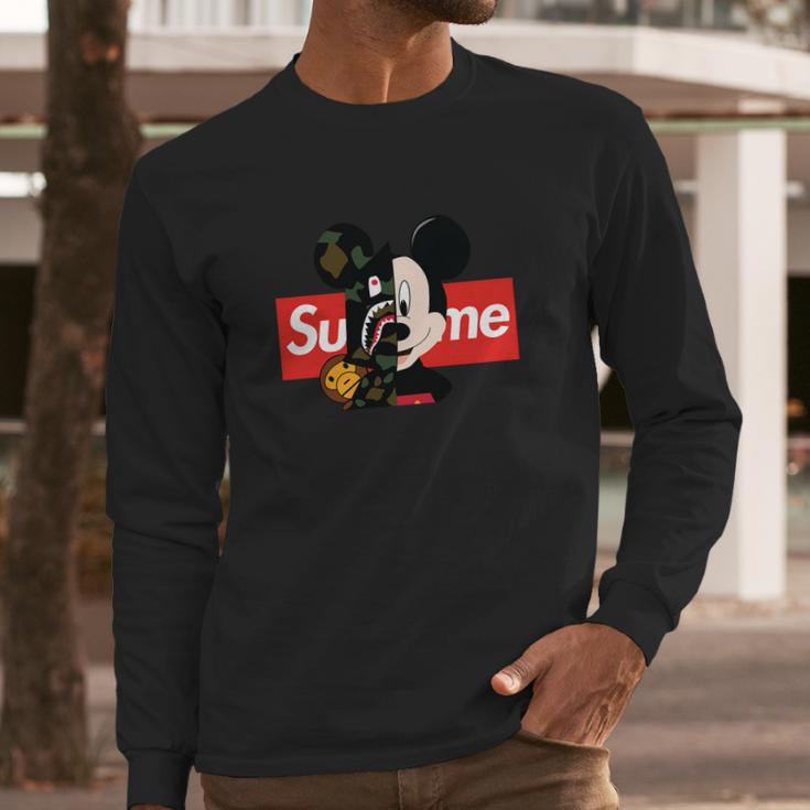 Mickey Mouse Supreme Bape Youth Sweatshirt ShirtShirt Tee Long Sleeve T-Shirt Gifts for Him