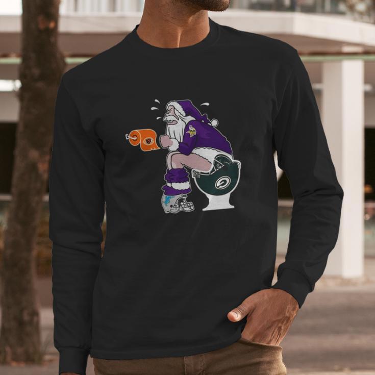 Minnesota Vikings Vs Detroit Lions Chicago Bears Green Bay Packers Santa Claus Shirt Long Sleeve T-Shirt Gifts for Him