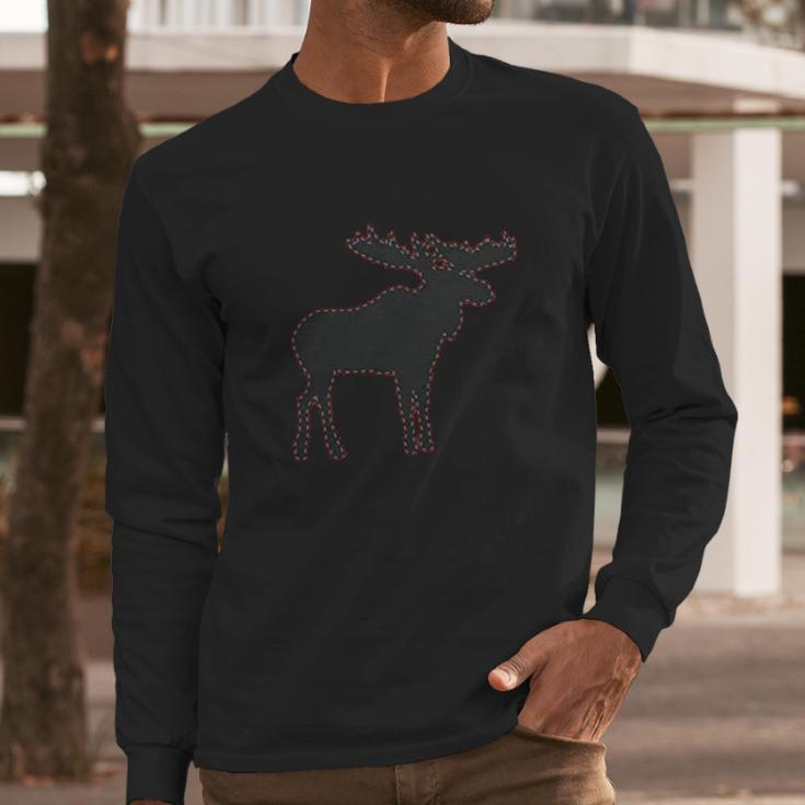 Moose Faux Stitched New Long Sleeve T-Shirt Gifts for Him